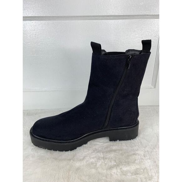 Time & Tru Womens Black Faux Suede chelsea Ankle Boots Size 10 With Side Zipper - Picture 6 of 9